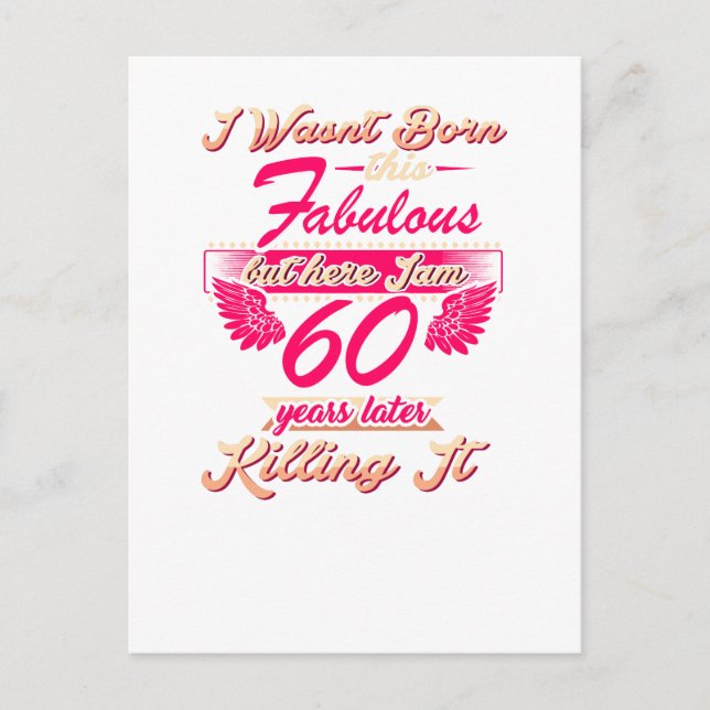 Fabulous 60th year birthday party gift tee invitation postcard (Front)