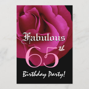 Fabulous 65 Birthday Party Ruby Red Rose Invitation