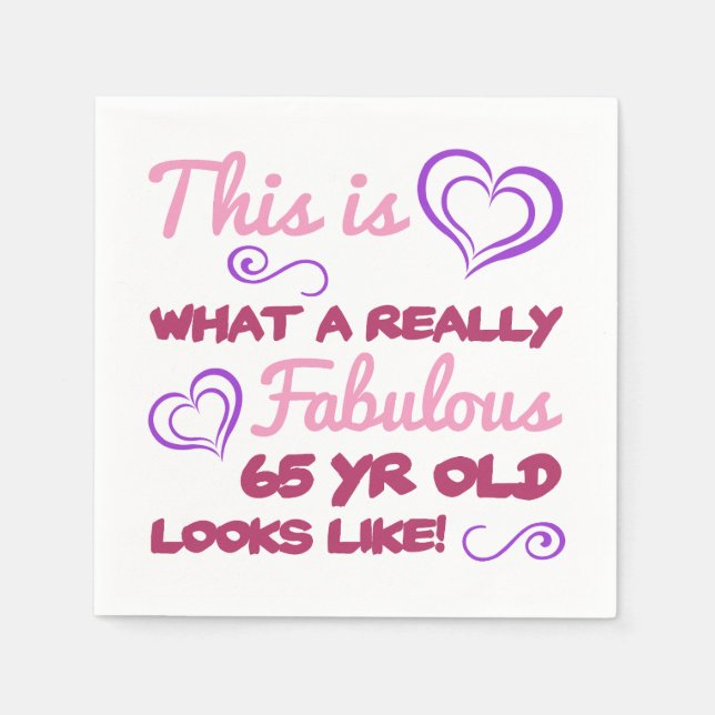 Fabulous 65th Birthday For Women Napkins (Front)