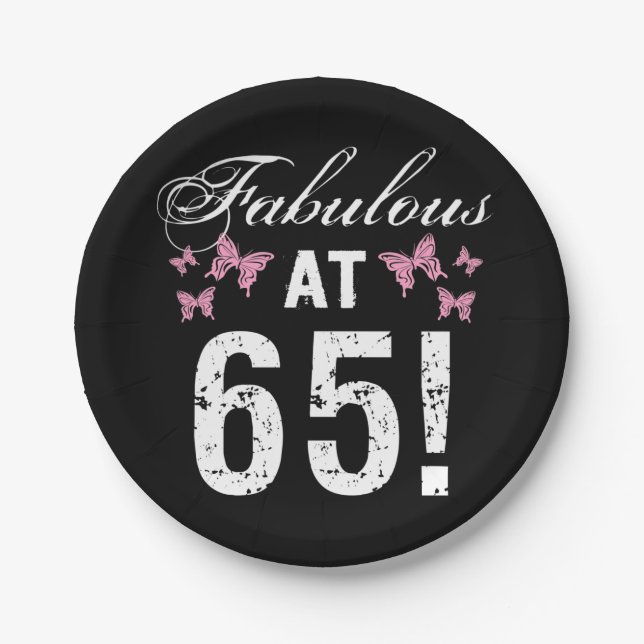 Fabulous 65th Birthday  Paper Plates (Front)
