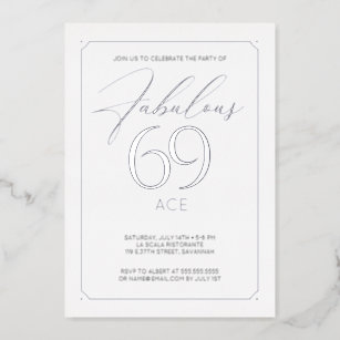 Fabulous 69 Elegant 69th Birthday Foil Invitation