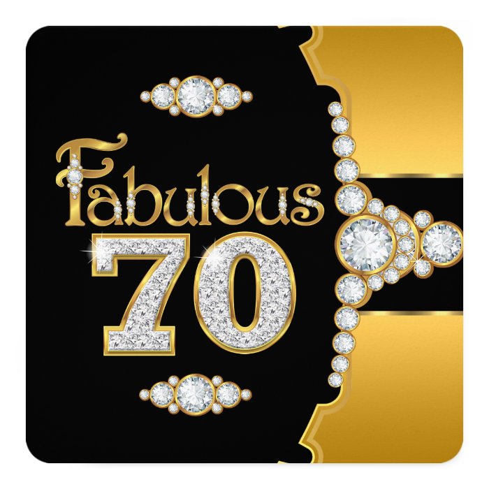 Fabulous 70 70th Birthday Gold Black Diamond Card | Zazzle