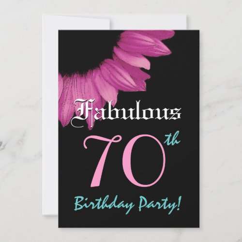 Fabulous 70 Birthday Party Pink Sunflower Custom Announcements