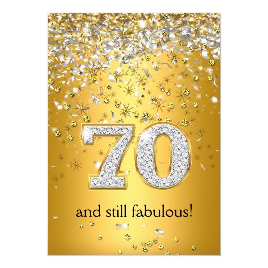 Fabulous 70 Gold Silver Streamers 70th Birthday Card | Zazzle