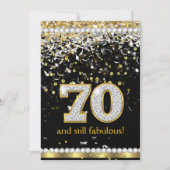 Fabulous 70 Gold Silver Streamers 70th Party Invitation (Front)
