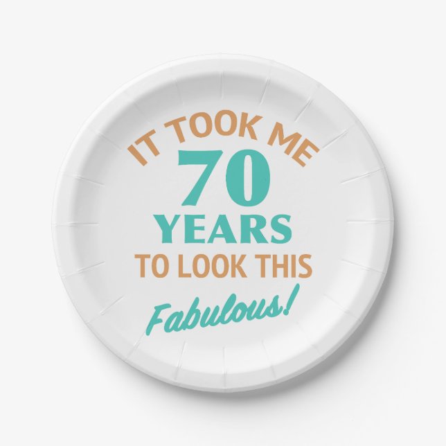Fabulous 70th Birthday Paper Plates (Front)