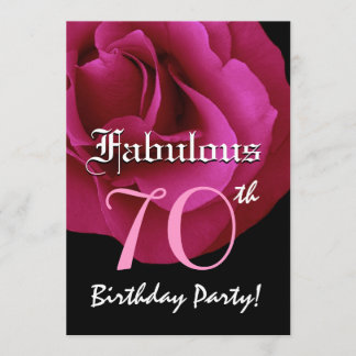 Fabulous 70th Birthday Party Ruby Red Rose W1485 Invitation