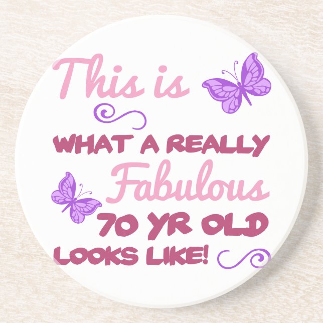 Fabulous 70th Birthday Sandstone Coaster (Front)