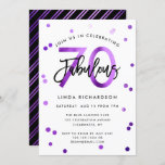 Fabulous 70th | Modern Chic Purple Birthday Party Invitation<br><div class="desc">Celebrate your fabulous 70th Birthday party with these modern,  elegant,  chic party invitations with brush hand lettering and purple / black design. Background color can be changed under "customize further". Part of the "Fabulous 70th" collection.</div>
