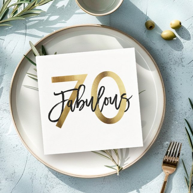 Fabulous 70th | Modern Elegant Chic Gold Birthday Napkins (Creator Uploaded)