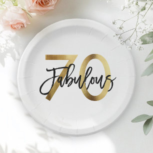 Fabulous 70th Modern Elegant Chic Gold Birthday Paper Plates