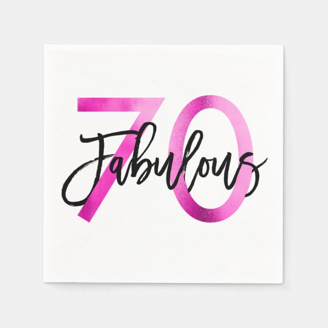 Fabulous 70th | Modern Elegant Chic Pink Birthday Napkins (Front)