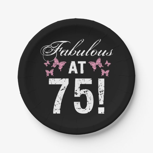 Fabulous 75th Birthday  Paper Plates (Front)
