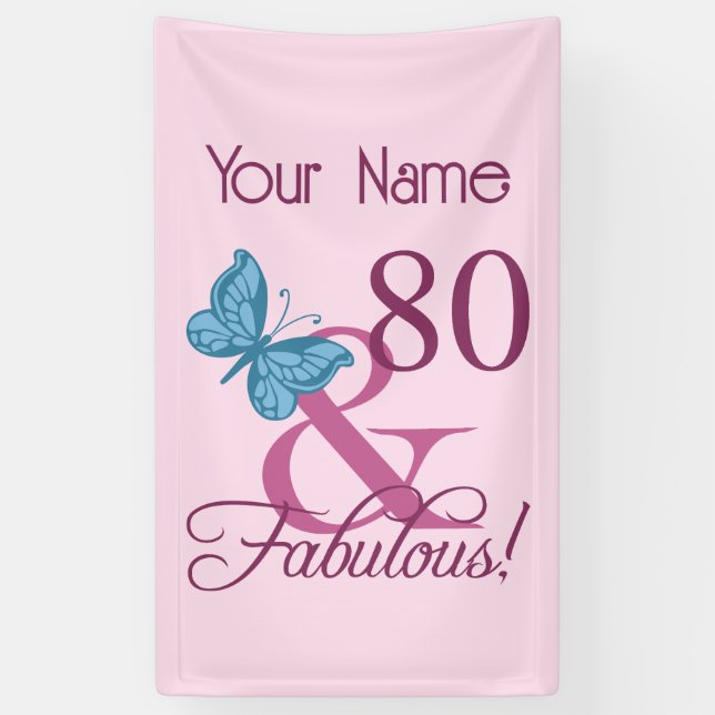 Fabulous 80th Birthday Banner (Vertical)