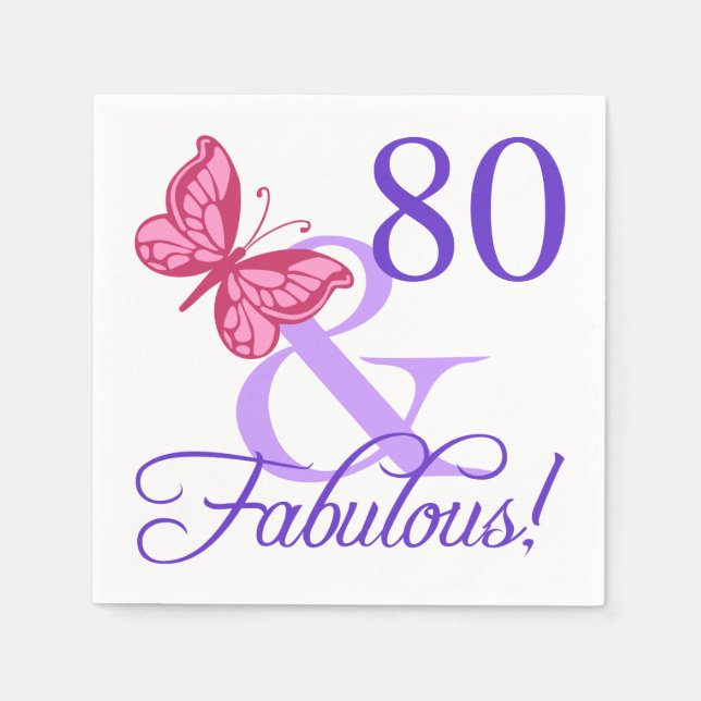 Fabulous 80th Birthday For Women Napkins (Front)