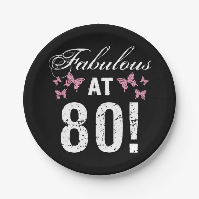 Fabulous 80th Birthday  Paper Plates (Front)