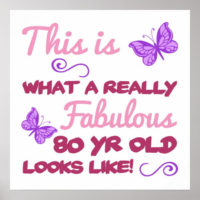 Fabulous 80th Birthday Poster (Front)