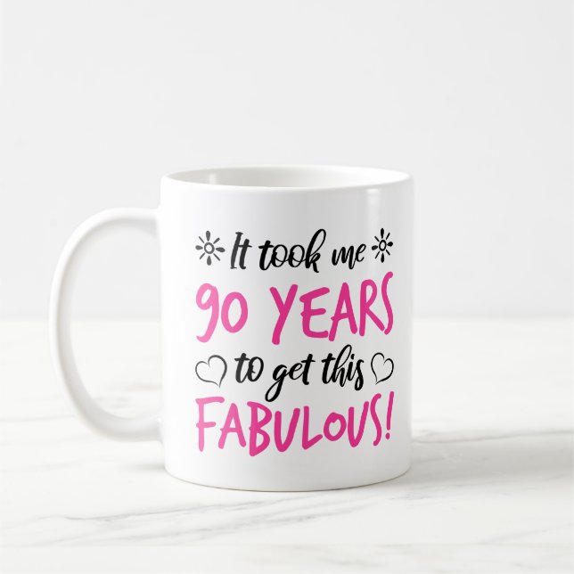 Fabulous 90th Birthday Coffee Mug (Left)