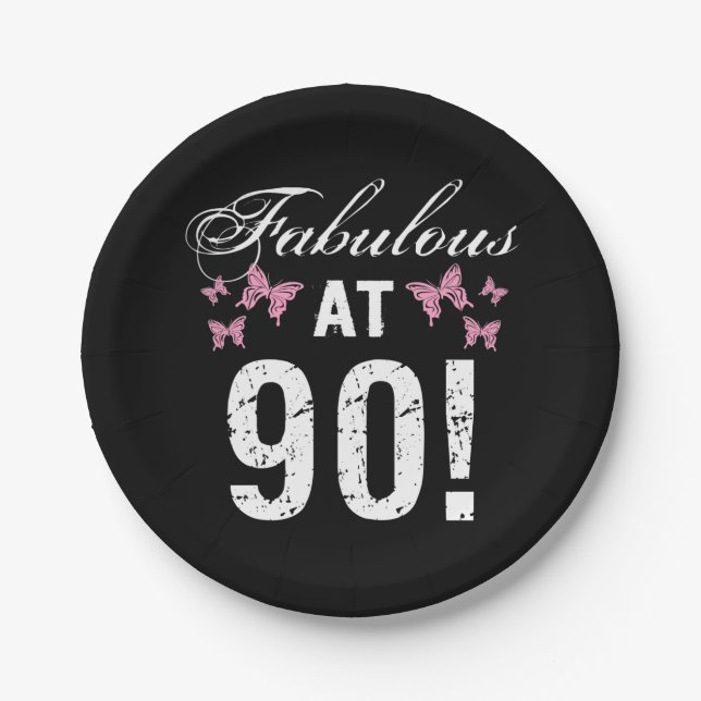 Fabulous 90th Birthday  Paper Plates (Front)