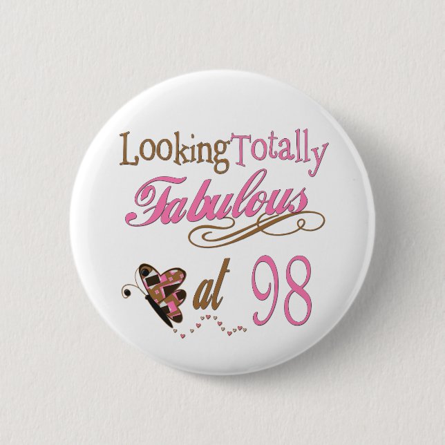 Fabulous 98th birthday button (Front)