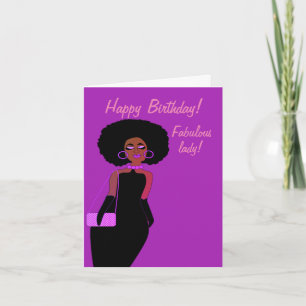 Fabulous African American Lady Birthday  Card