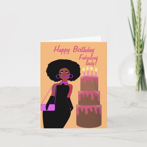Fabulous African American Lady Birthday  Card