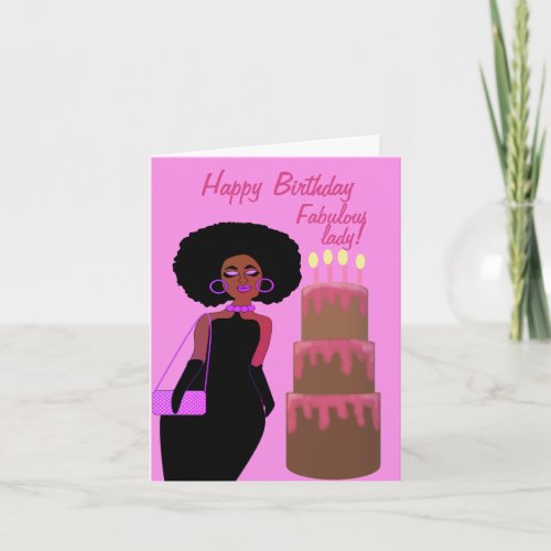 Fabulous African American Lady Birthday   Card