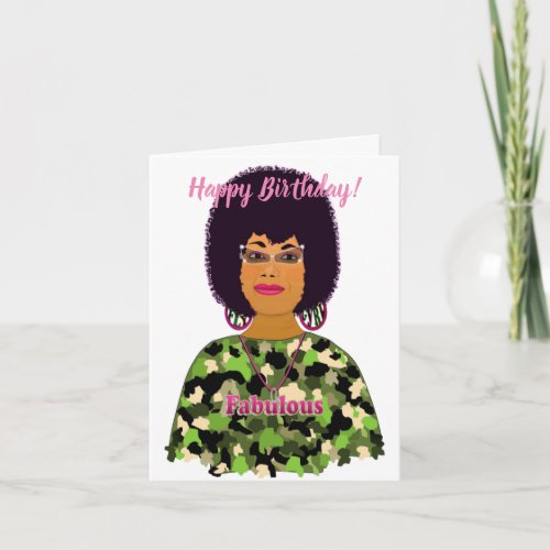Fabulous African American Woman Happy Birthday Car Card