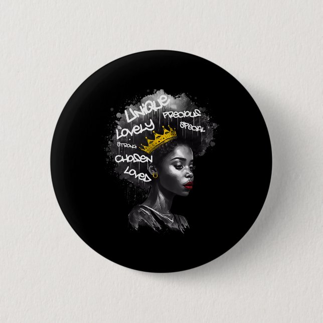 Fabulous Afro Black Woman With Empowering Words An Button (Front)