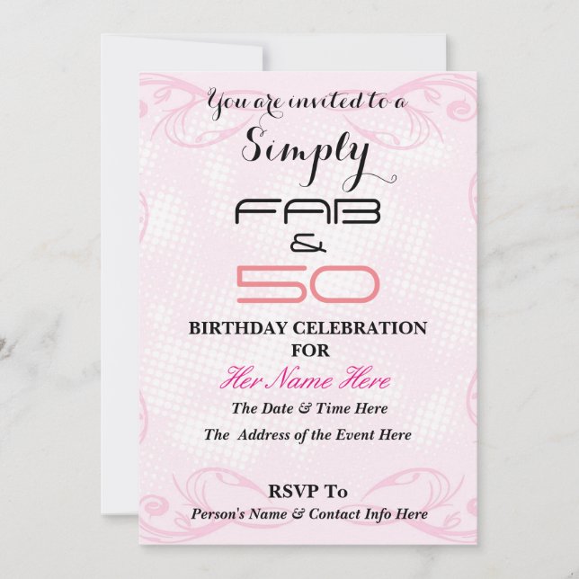 Fabulous and 50 - Simply FAB & 50 - Invitation (Front)