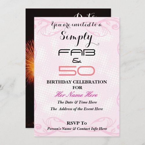 Fabulous and 50 _ Simply FAB  50 _ Invitation