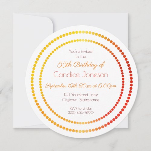 Fabulous and 55 White Orange Red Yellow Invitation