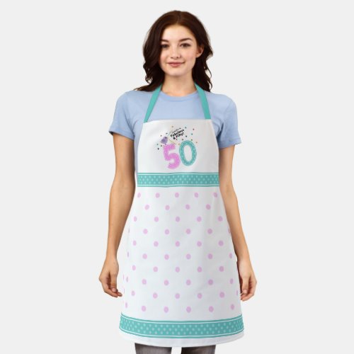 Fabulous and Fifty Pink and Blue Birthday Apron