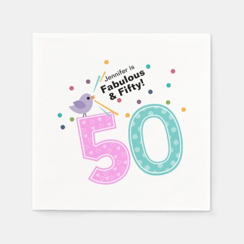 Fabulous and Fifty Pink Birthday Napkins