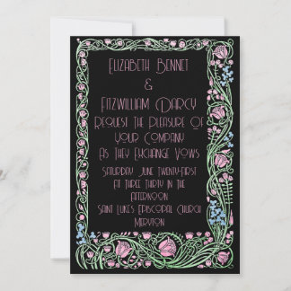 Fabulous Art Deco Craftsman Style Floral Design Invitation