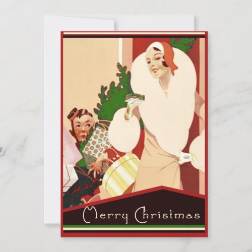 Fabulous Art Deco Merry Christmas Holiday Card