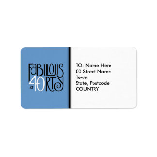 Fabulous at 40 black white blue Address Label