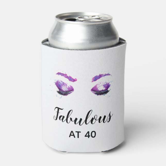 Fabulous at 40 Glamorous Eyes Watercolor Can Cooler (Can Front)