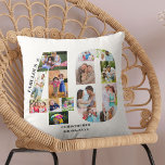 Fabulous at 40 Photo Collage 40th Birthday Custom Throw Pillow<br><div class="desc">Personalized 40th Birthday Gift. This custom decorative pillow has a neat photo collage shaped into a number 40 with dark grey typography. The wording reads "Fabulous @" along with your custom name and birth date. The template is set up ready for you to add your photographs, working clockwise round each...</div>