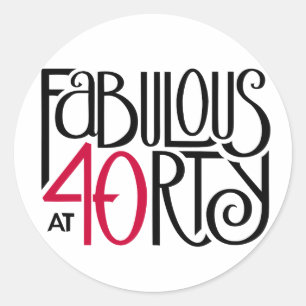 Fabulous at 40 red classic round sticker