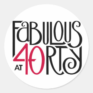 Fabulous at 40 red classic round sticker