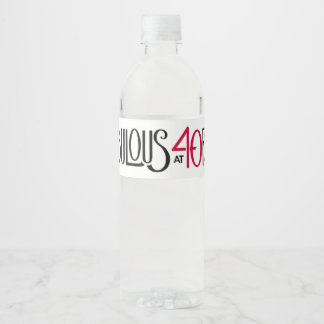 Fabulous at 40 red water bottle label