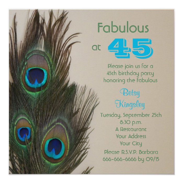 Fabulous at 45 45th Birthday Party Invitation