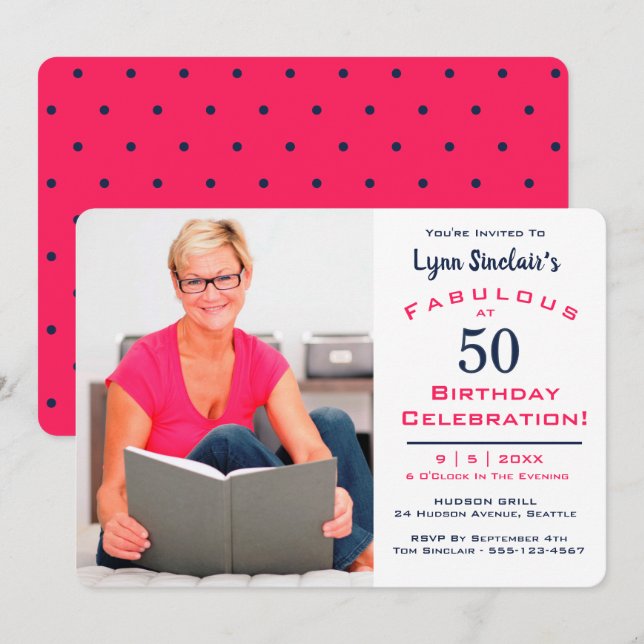 Fabulous At 50 Birthday Celebration Invitation (Front/Back)