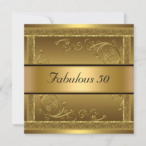 Fabulous at 50 Birthday Party Gold Invitation