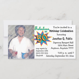 Fabulous At 50 Birthday Party Photo Invitation