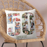 Fabulous at 50 Photo Collage 50th Birthday Custom Throw Pillow<br><div class="desc">Personalized 50th Birthday Gift. This custom decorative pillow has a neat photo collage shaped into a number 50 with forest green typography. The wording reads "Fabulous @" along with your custom name and birth date. The template is set up ready for you to add your photographs, working orderly round each...</div>