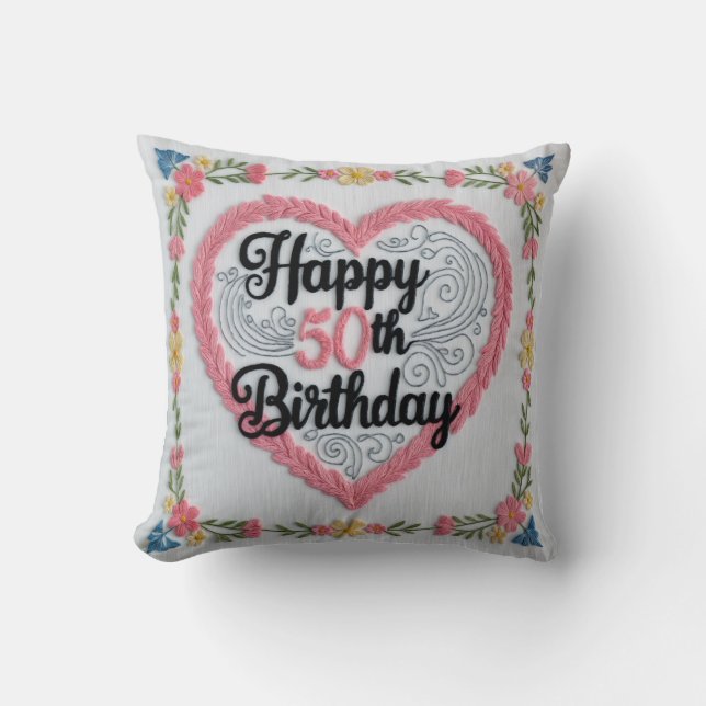 "Fabulous at 50 th" Throw Pillow: Celebrate the  Pillow (Front)