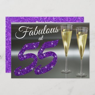 Fabulous at 55 Girly Birthday Purple Glitter Party