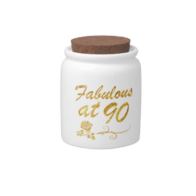 Fabulous at 90 years candy jar (Front)